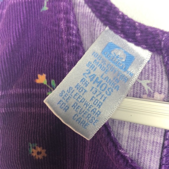 Vintage Corduroy Overalls Toddler 24 Months All Mine Purple Floral Bubble Jumper - Picture 7 of 12
